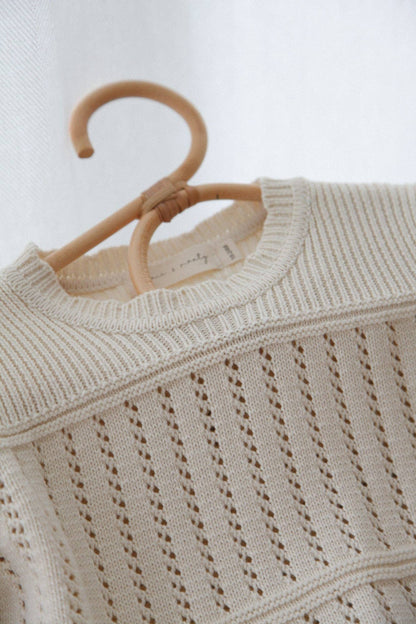 Cream Cotton Flare Sleeve Knit Jumper