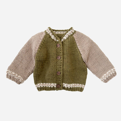 Varsity Cardigan Baby Kid Back to School Fall Team Sport: Moss / S 12-24m