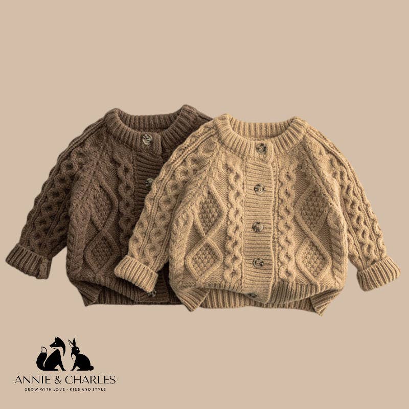 Annie & Charles® knit jacket with cable pattern DOTTIE: Beige