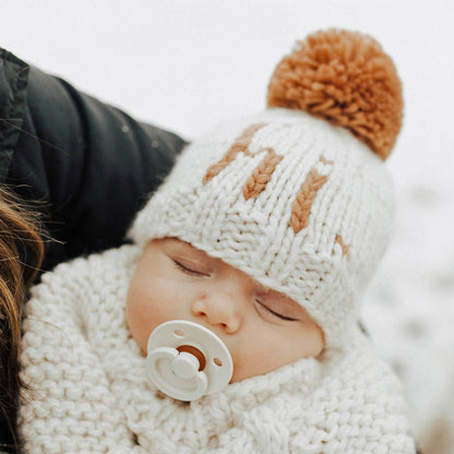 Hi. Pecan Hand Knit Beanie Hat Baby & Kids: XS (newborn)