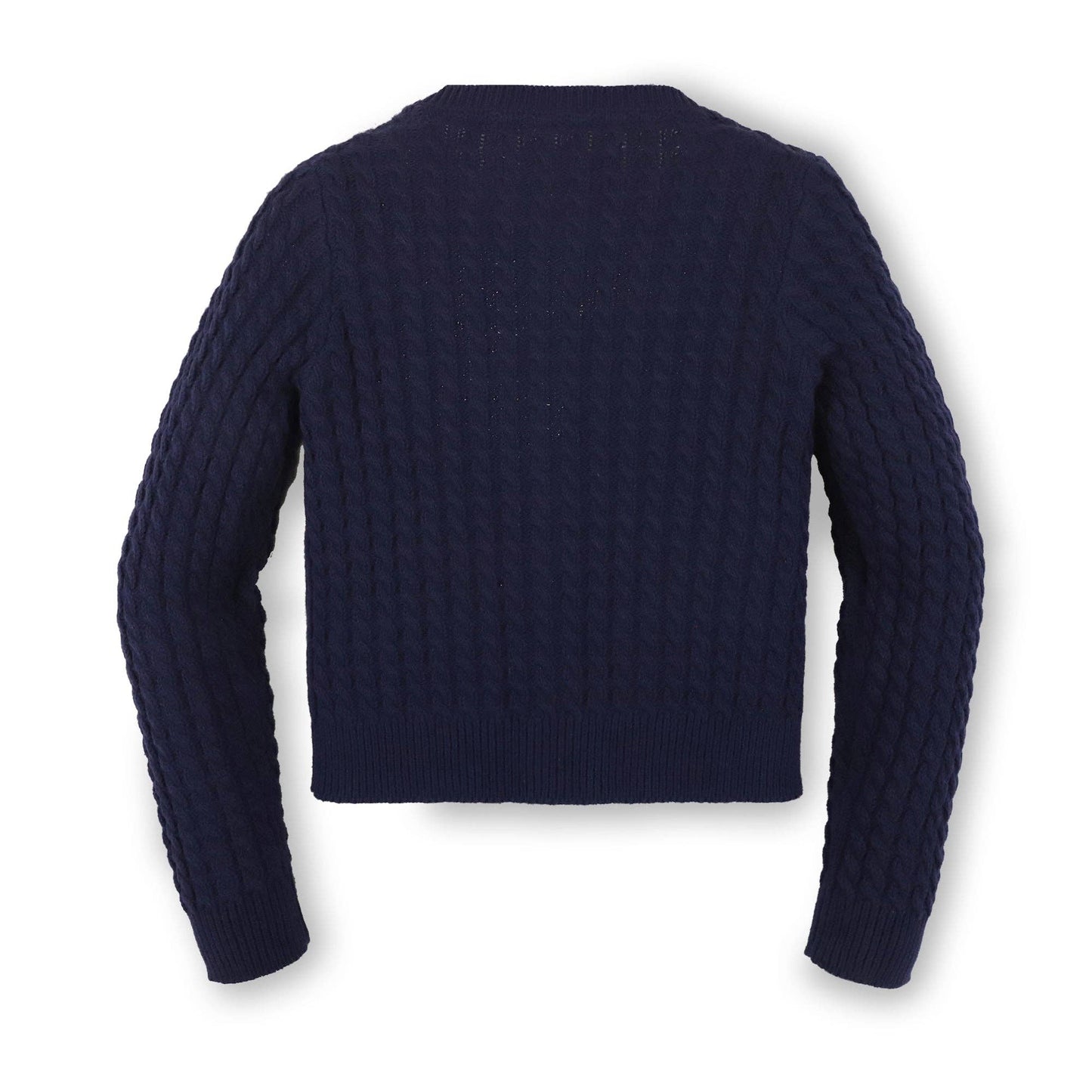 Classic Cable Organic Cardigan: Navy Cable / XX-Small
