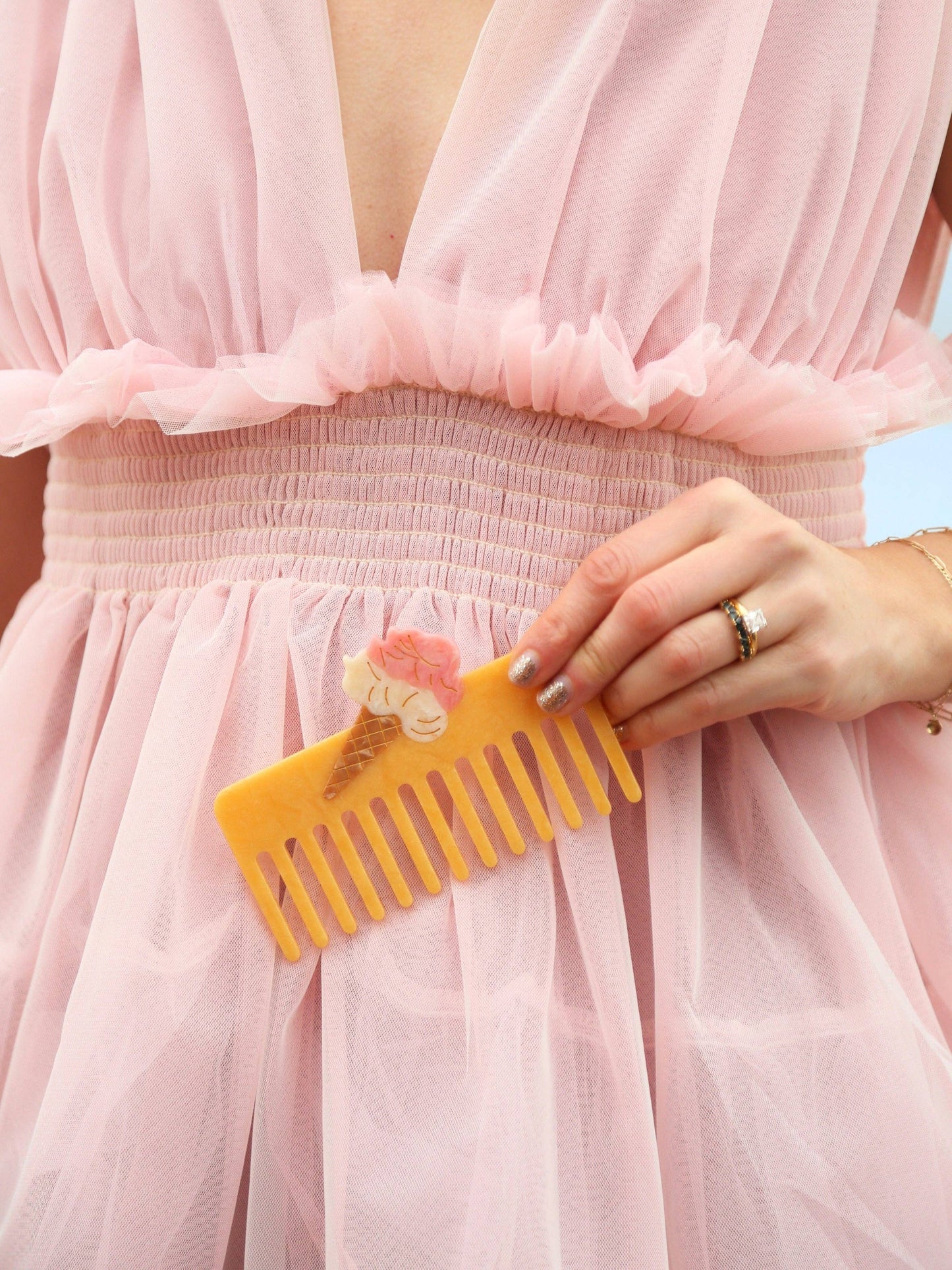 Hand-painted Gelato Detangling Wide Tooth Hair Comb | Eco-Friendly