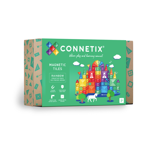 CONNETIX Magnetic Tiles Rainbow Creative Pack, 102 Pieces