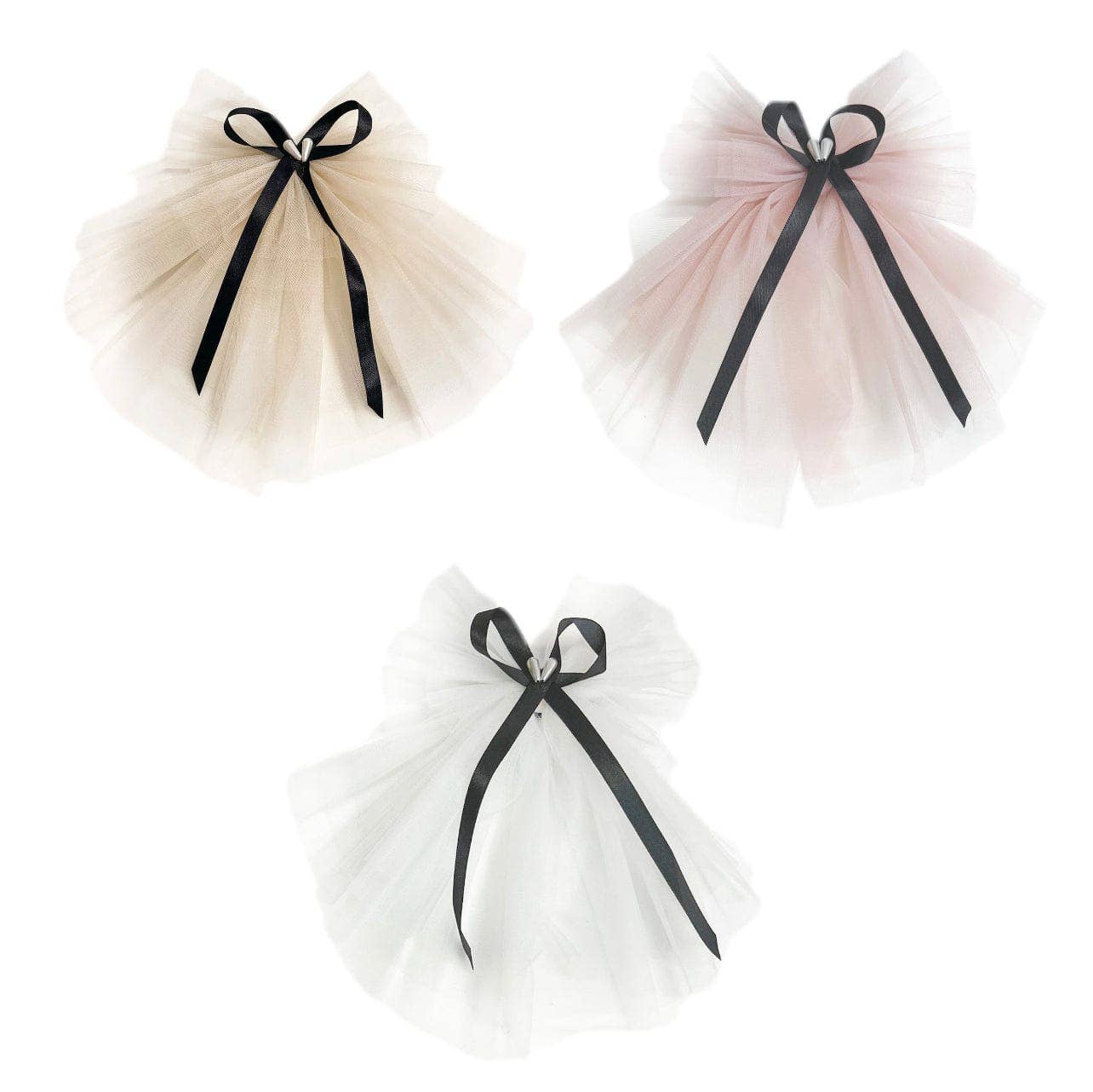 Mademoiselle Tulle Hair Bows: White