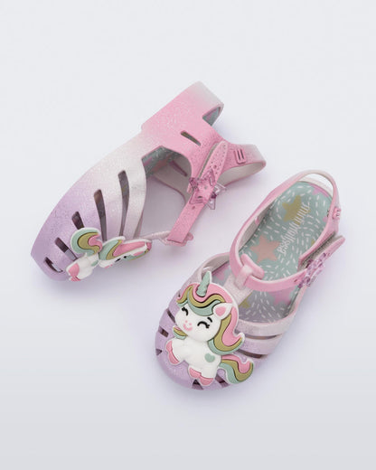 Mini Melissa Possession Unicorn Baby Sandals: Purple/Pink