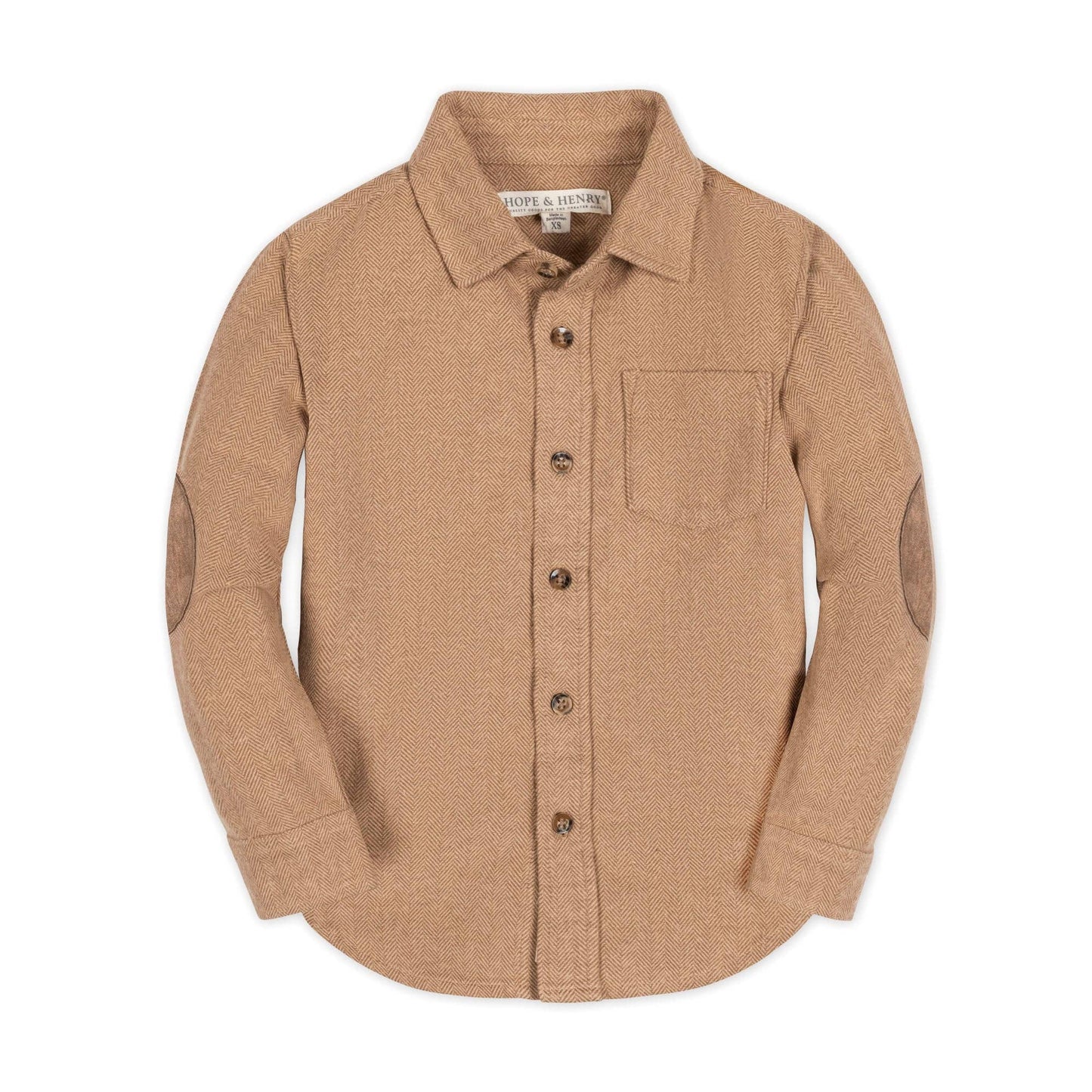 Organic Flannel Shirt: Camel Herringbone / XS (4)