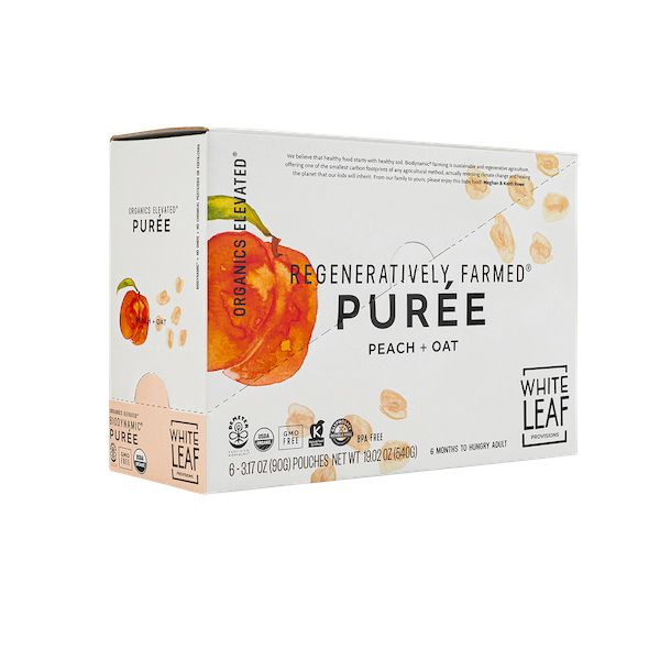 Organic Regenerative Peach+Oat Puree: 24 (90g) pouches