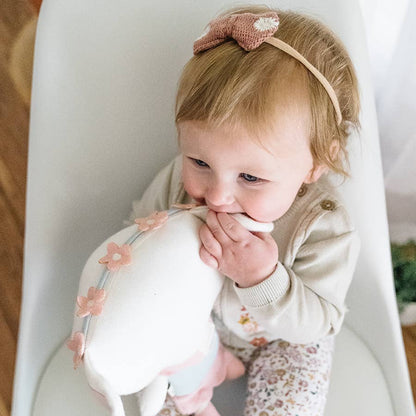 Embroidered Knit Bow Baby Headband (Organic Cotton): Apple Spice