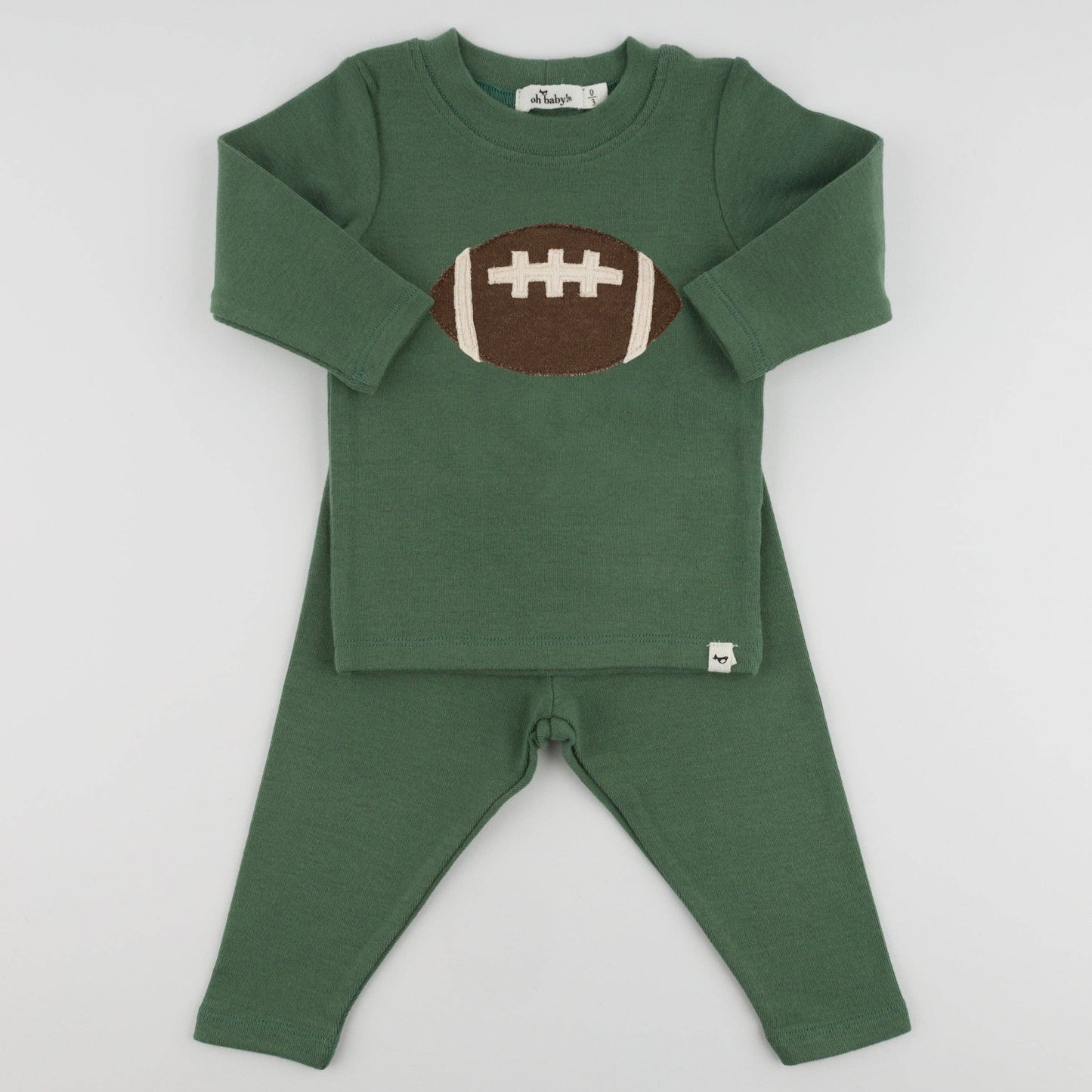 Oh baby! Two Piece Set - Football - Spruce: Spruce / 3-6 mo