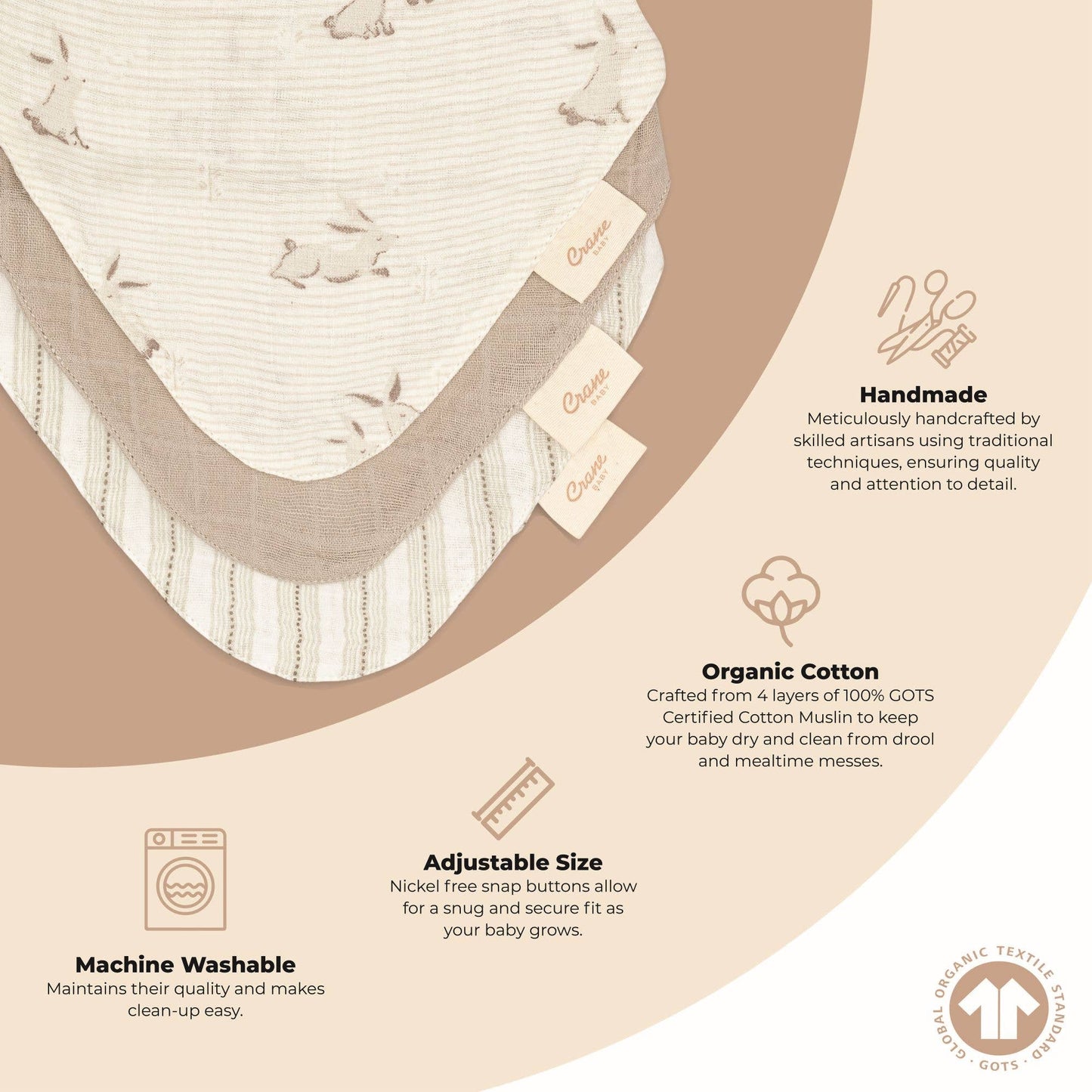 Organic Cotton 3-pc. Bunny Bib Set