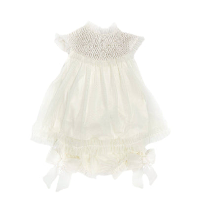 Bella Buttermilk Tulle Blouse and Bloomers Set: 12M