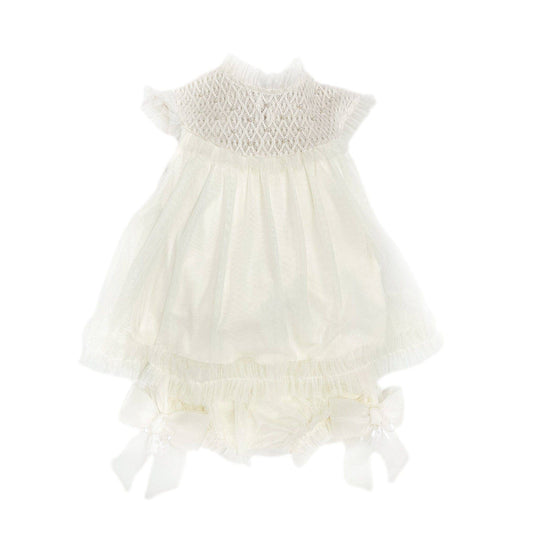 Bella Buttermilk Tulle Blouse and Bloomers Set: 12M