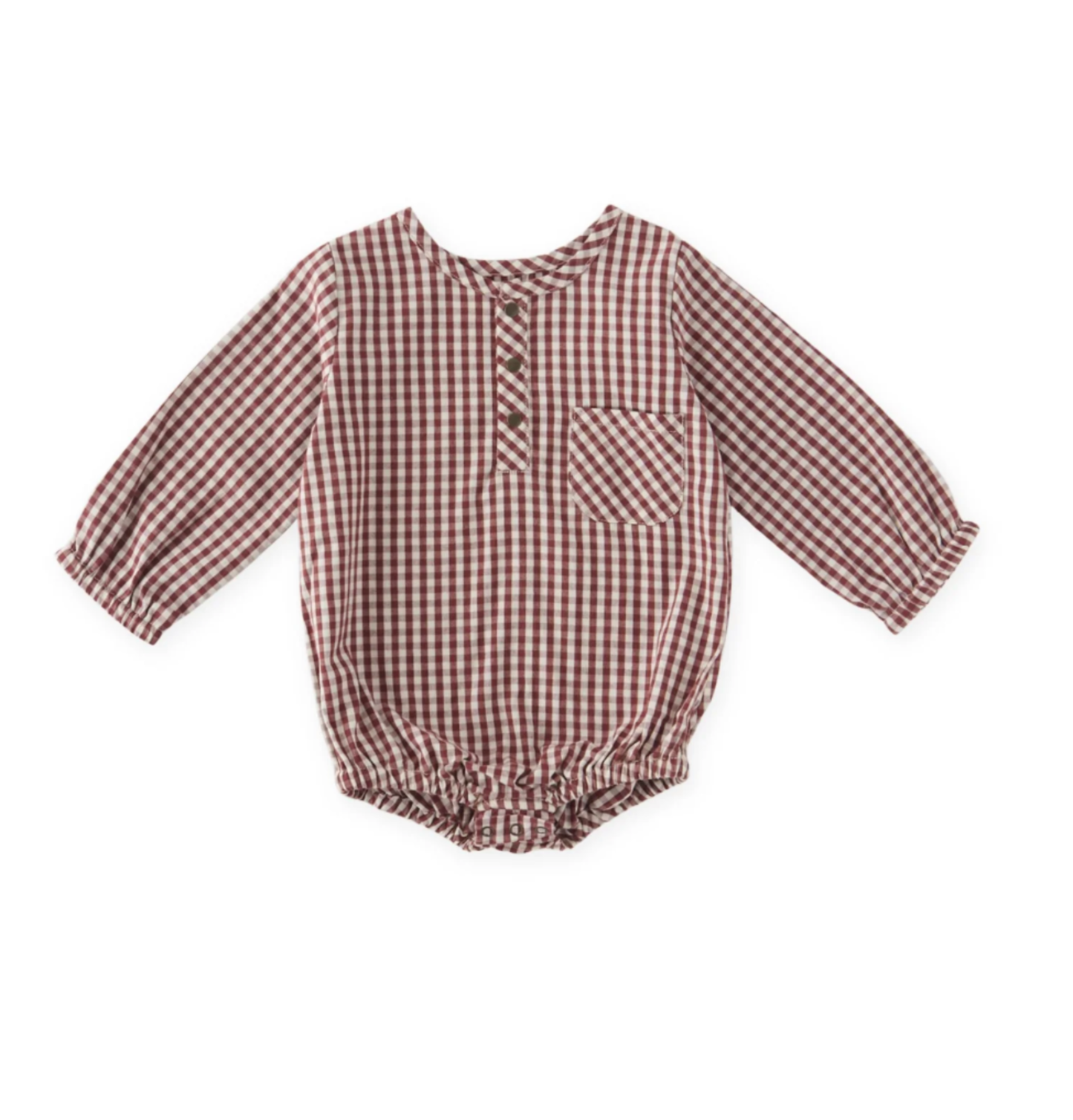 Gingham Long Sleeve One-Piece - Mulberry