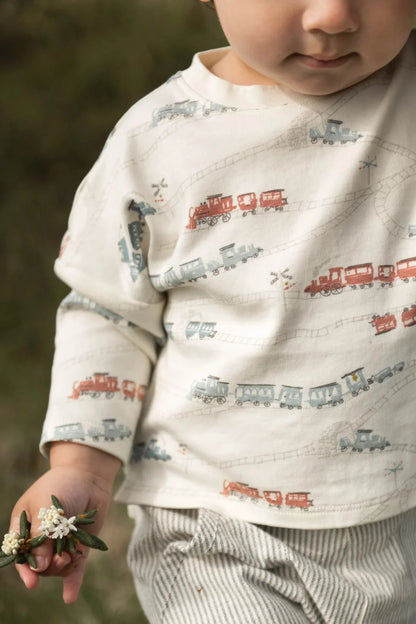 Dropped Shoulder Long Sleeve Top - Locomotive