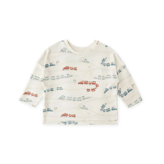 Dropped Shoulder Long Sleeve Top - Locomotive