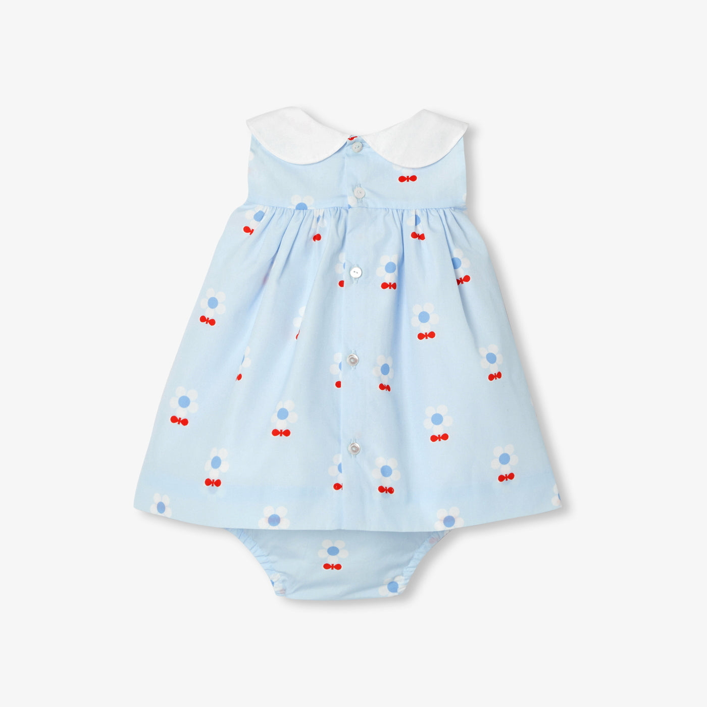 Floral poplin baby girl dress - Blue/Multicolour