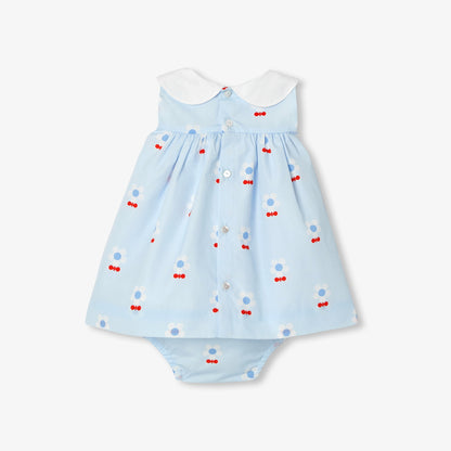 Floral poplin baby girl dress - Blue/Multicolour