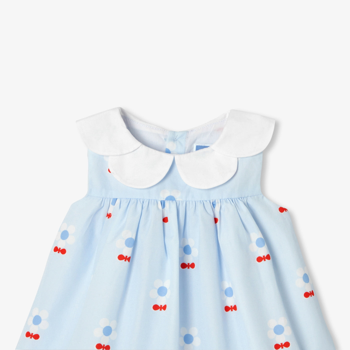 Floral poplin baby girl dress - Blue/Multicolour