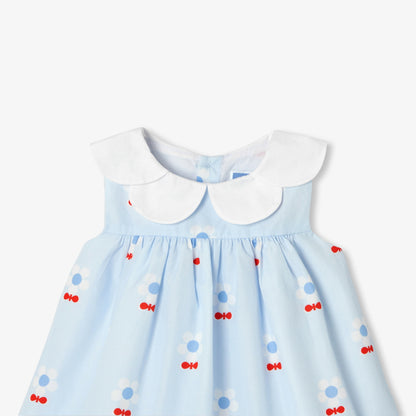 Floral poplin baby girl dress - Blue/Multicolour