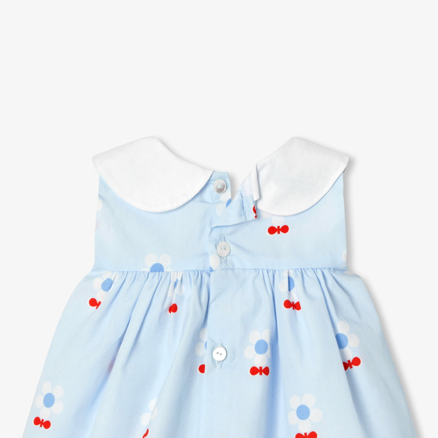 Floral poplin baby girl dress - Blue/Multicolour