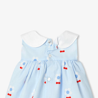 Floral poplin baby girl dress - Blue/Multicolour