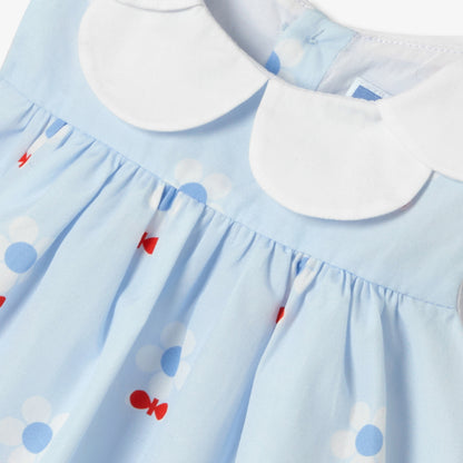Floral poplin baby girl dress - Blue/Multicolour