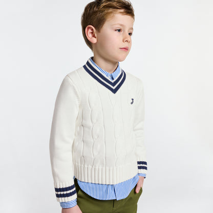 Child cable knit sweater - Jacadi Soft White