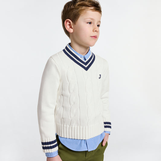 Child cable knit sweater - Jacadi Soft White