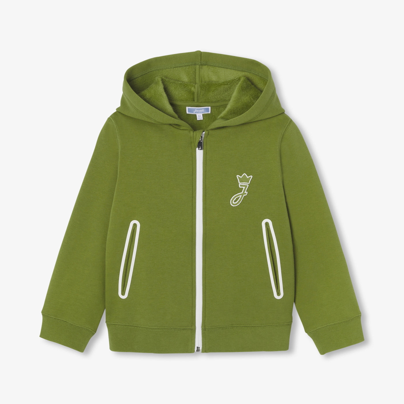 Boy dual-material hoodie - Greyish Green