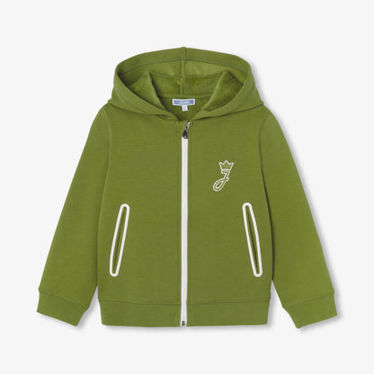 Boy dual-material hoodie - Greyish Green