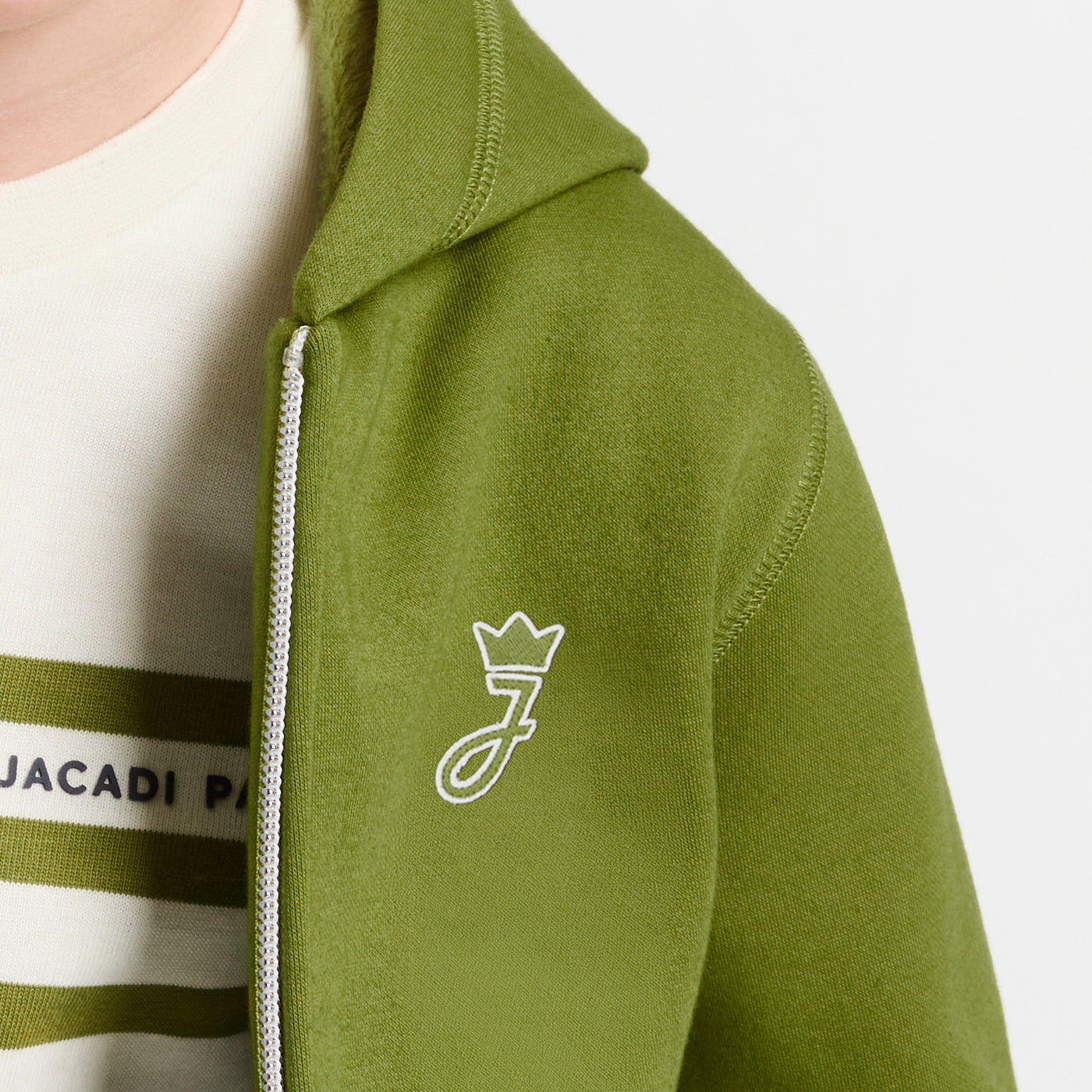 Boy dual-material hoodie - Greyish Green