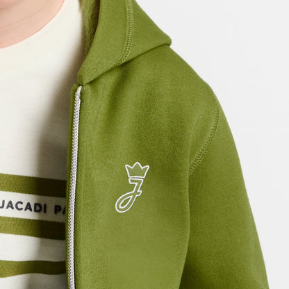 Boy dual-material hoodie - Greyish Green
