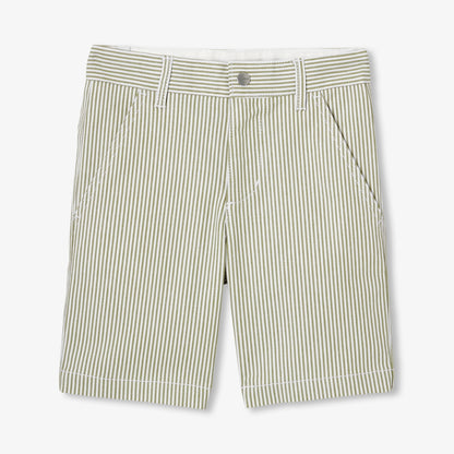 Boy striped twill Bermuda shorts - White/Green