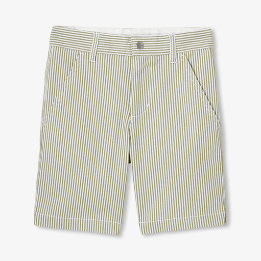 Boy striped twill Bermuda shorts - White/Green