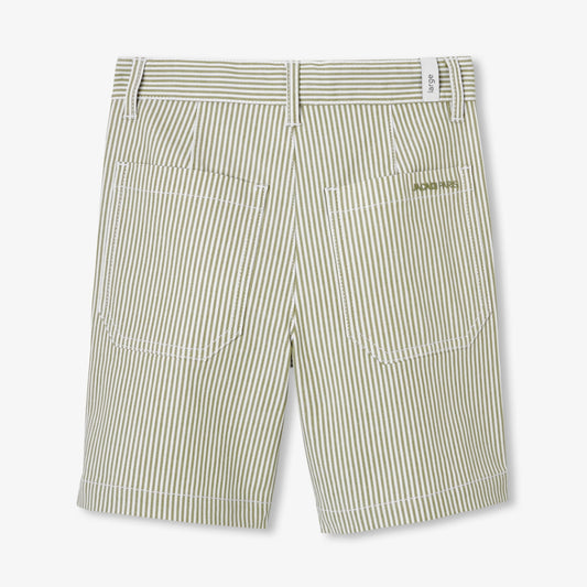 Boy striped twill Bermuda shorts - White/Green