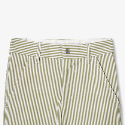 Boy striped twill Bermuda shorts - White/Green