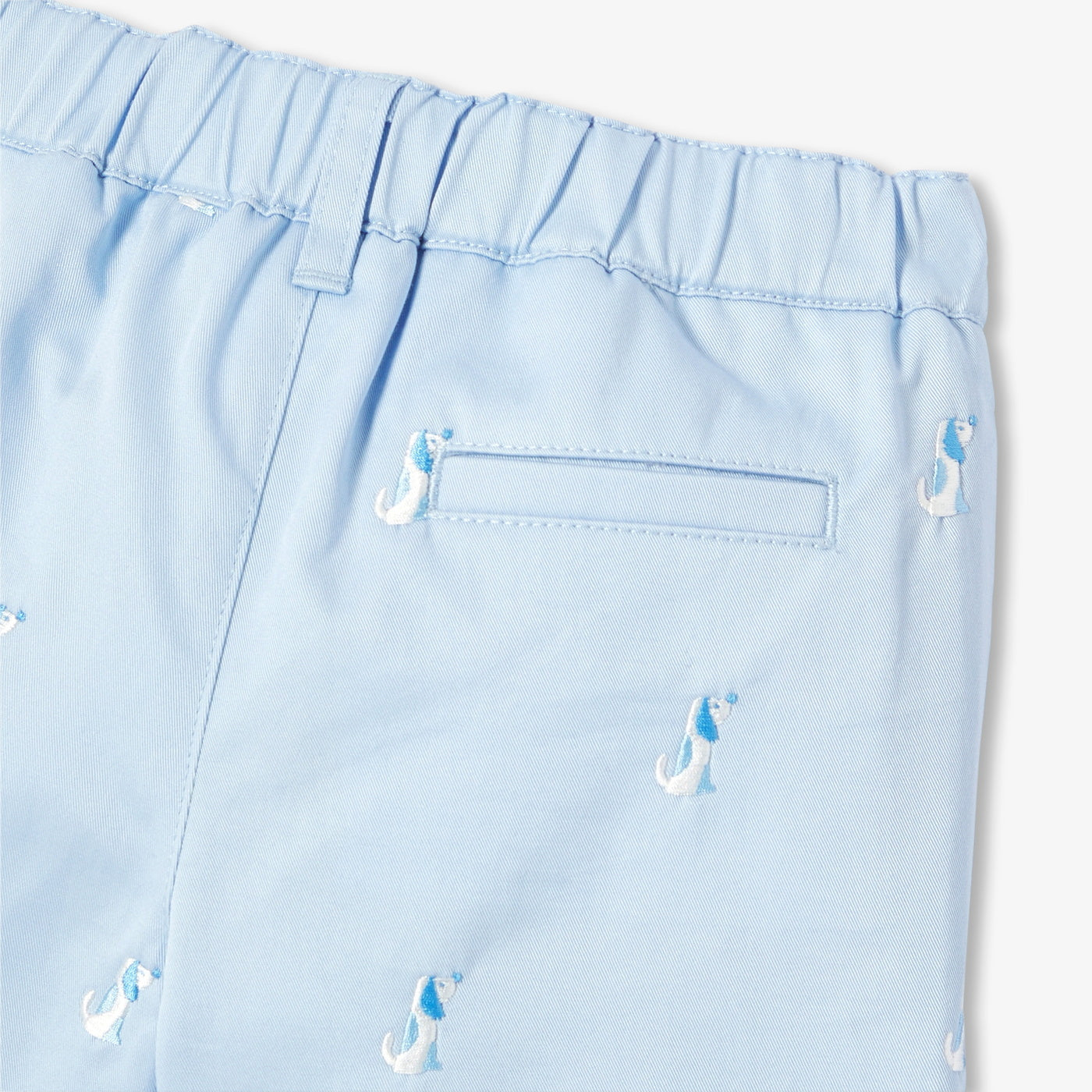 Baby boy twill shorts with small dog embroidery - Baltic