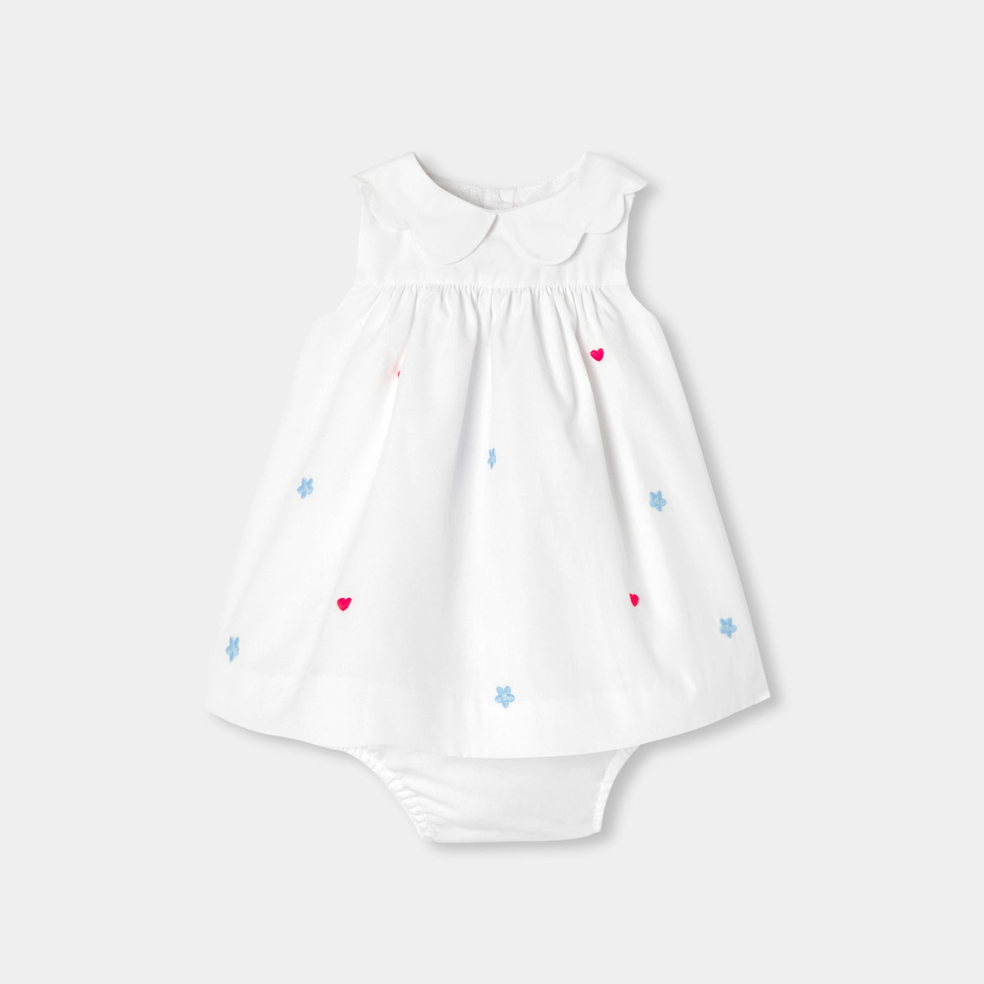 Baby girl embroidered poplin dress - White/Multicolour