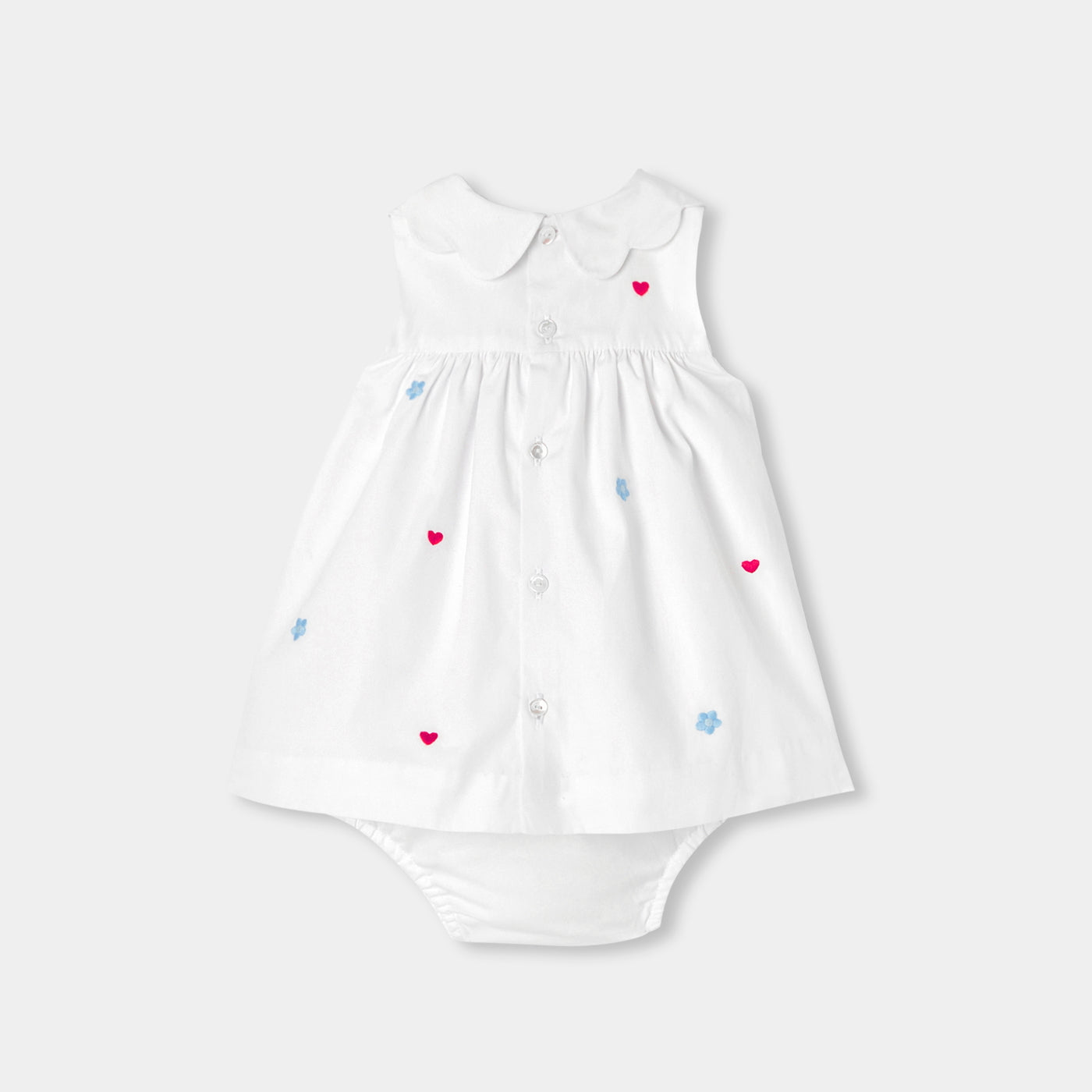 Baby girl embroidered poplin dress - White/Multicolour