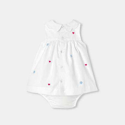 Baby girl embroidered poplin dress - White/Multicolour