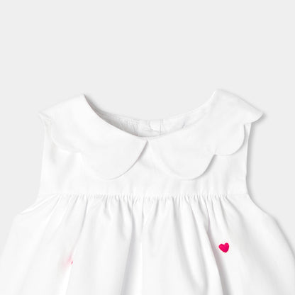 Baby girl embroidered poplin dress - White/Multicolour