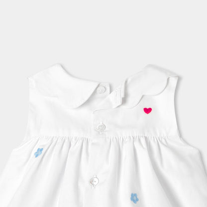 Baby girl embroidered poplin dress - White/Multicolour