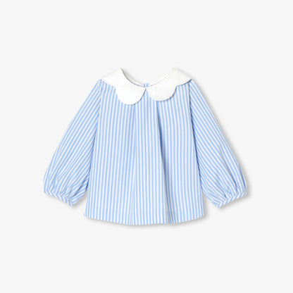 Baby girl striped poplin blouse - white/blue