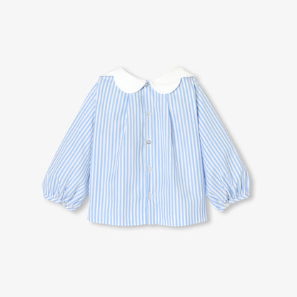 Baby girl striped poplin blouse - white/blue