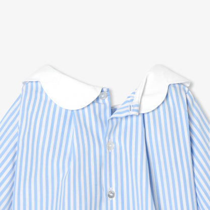 Baby girl striped poplin blouse - white/blue