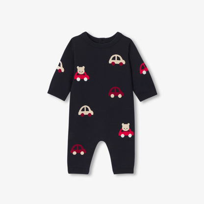 Baby boy pattern knit jumpsuit
