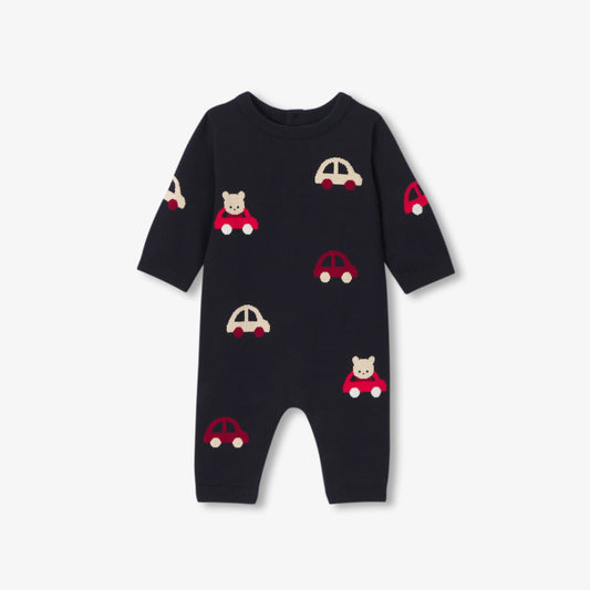 Baby boy pattern knit jumpsuit