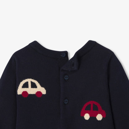 Baby boy pattern knit jumpsuit