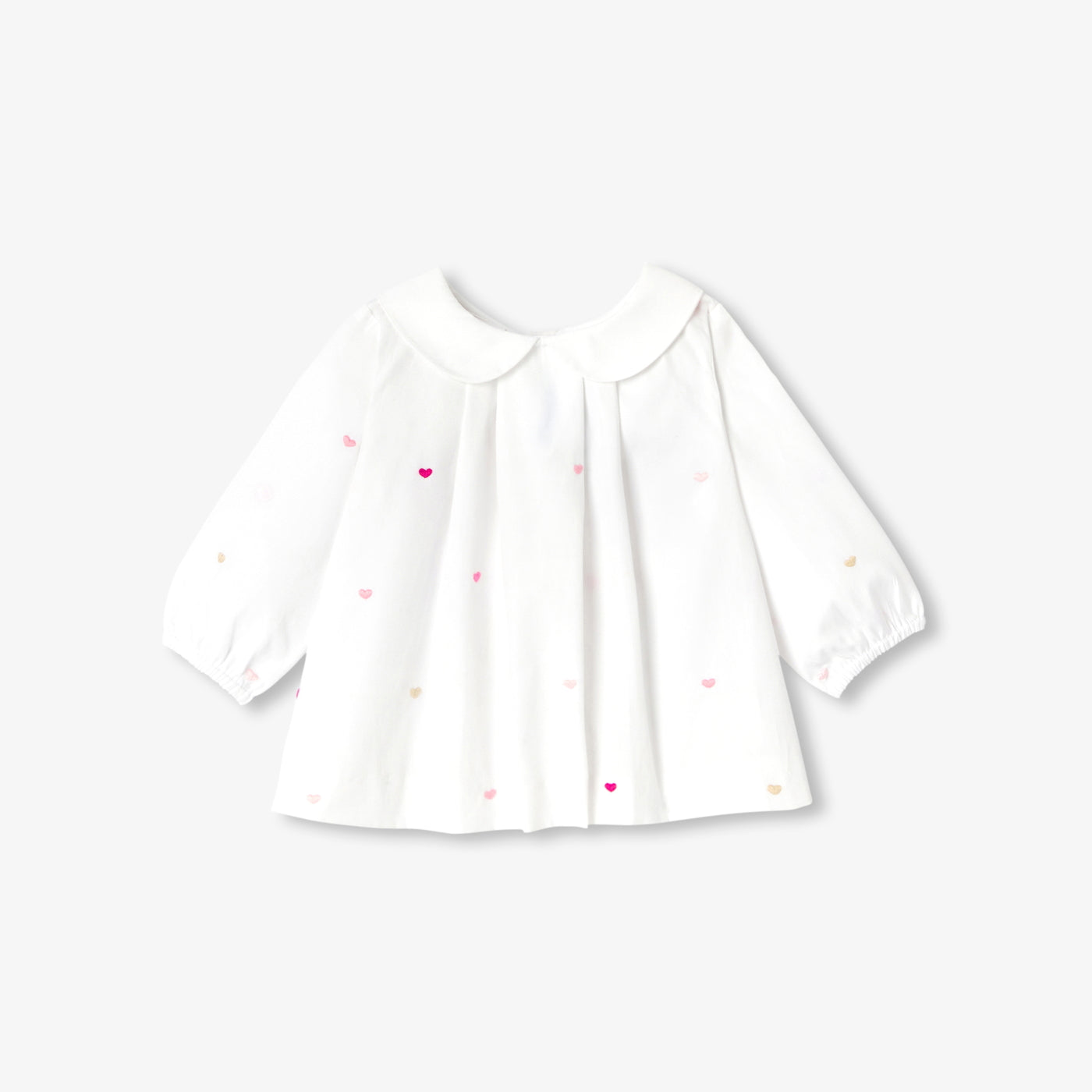Baby girl heart-embroidered poplin blouse