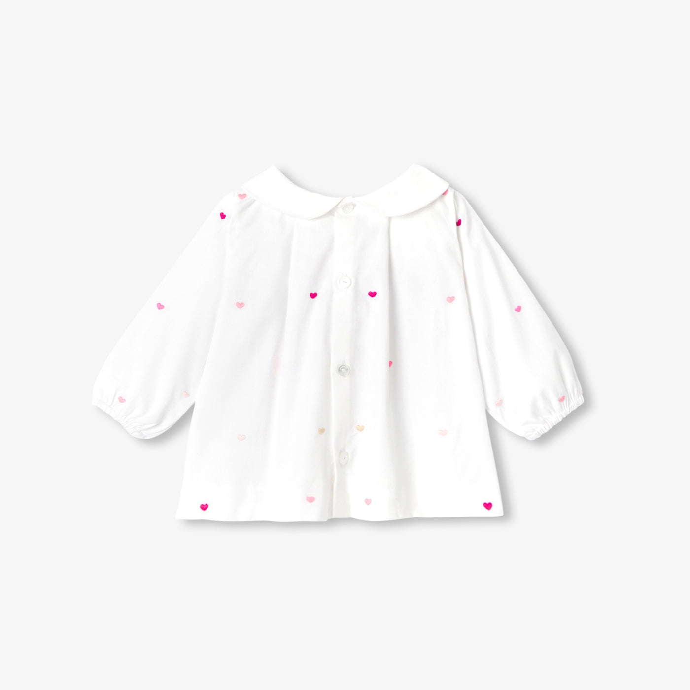 Baby girl heart-embroidered poplin blouse